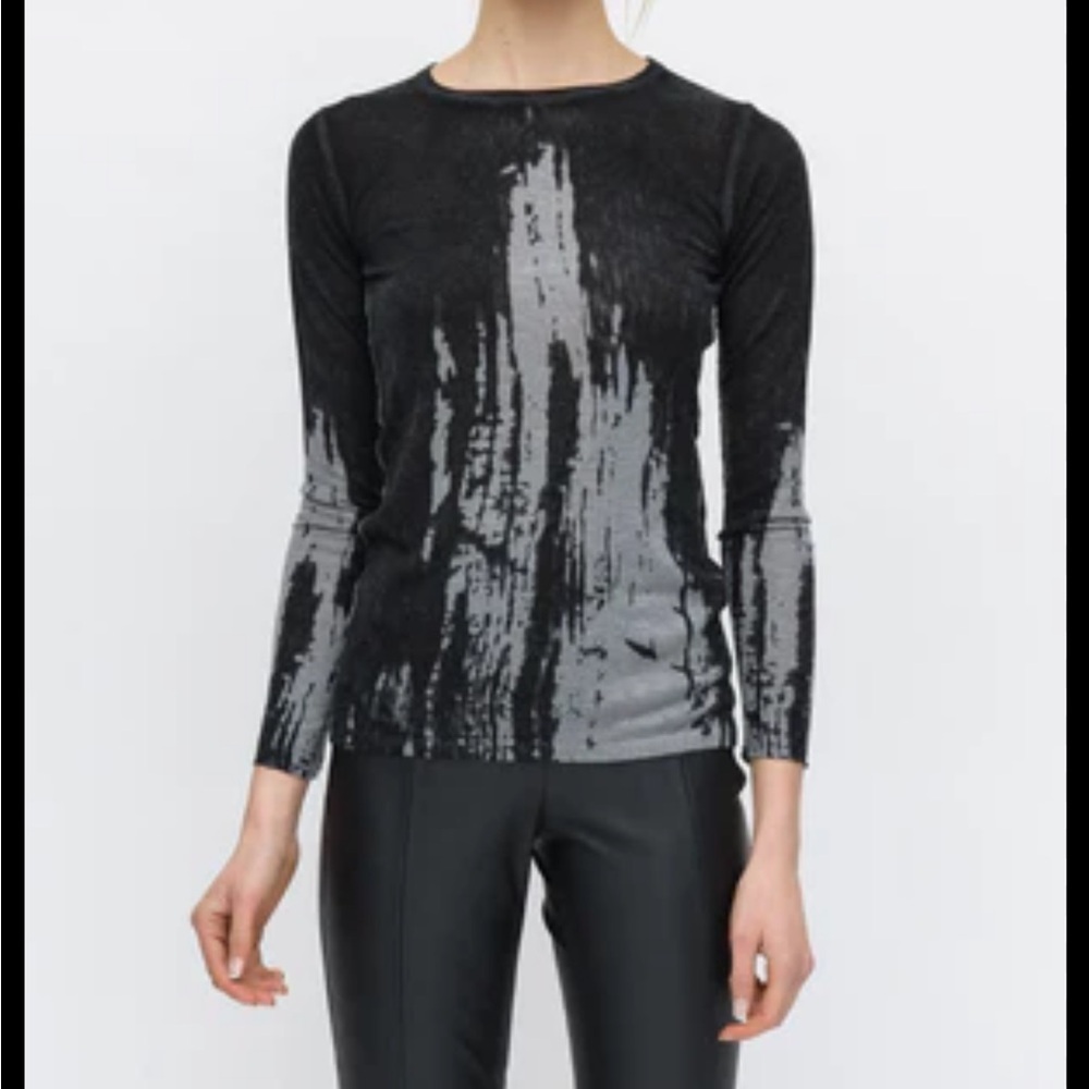 Kokun Black Gray Grunge Bamboo Cashmere Light Weight Sweater Size Medium